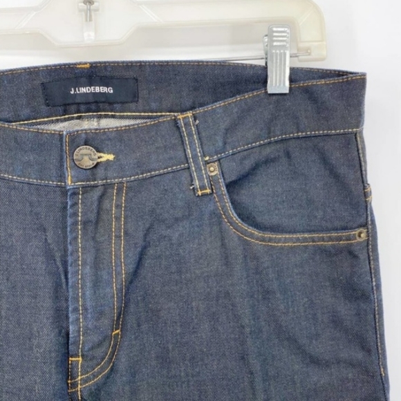 J. Lindeberg Men's Jay 2063 First Raw Denim Jeans 34x36 Slim Straight Dark $195 - Picture 2 of 4